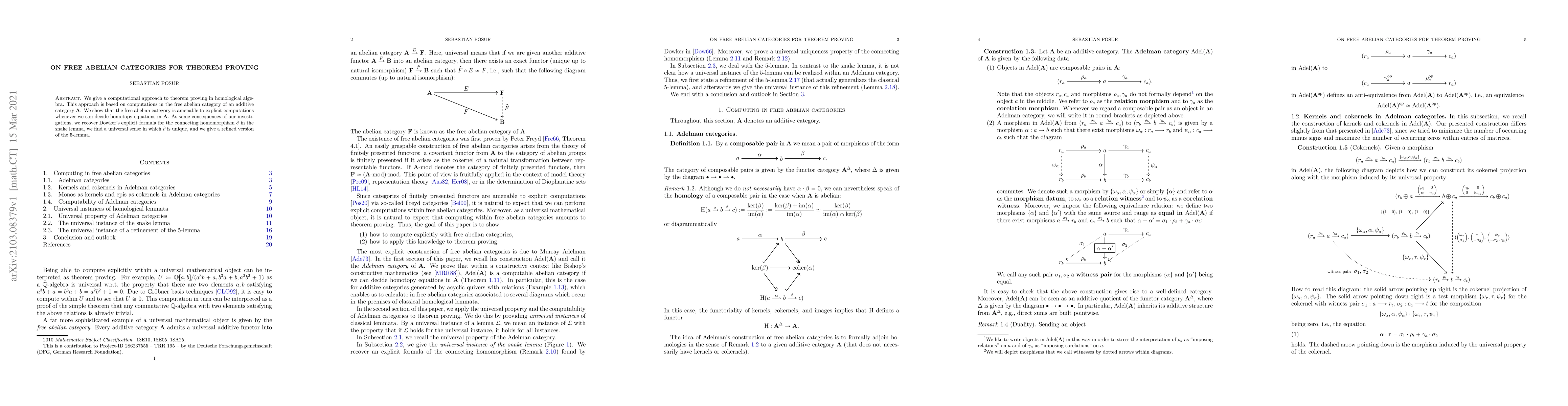 Thumbnail for On free abelian categories for theorem proving