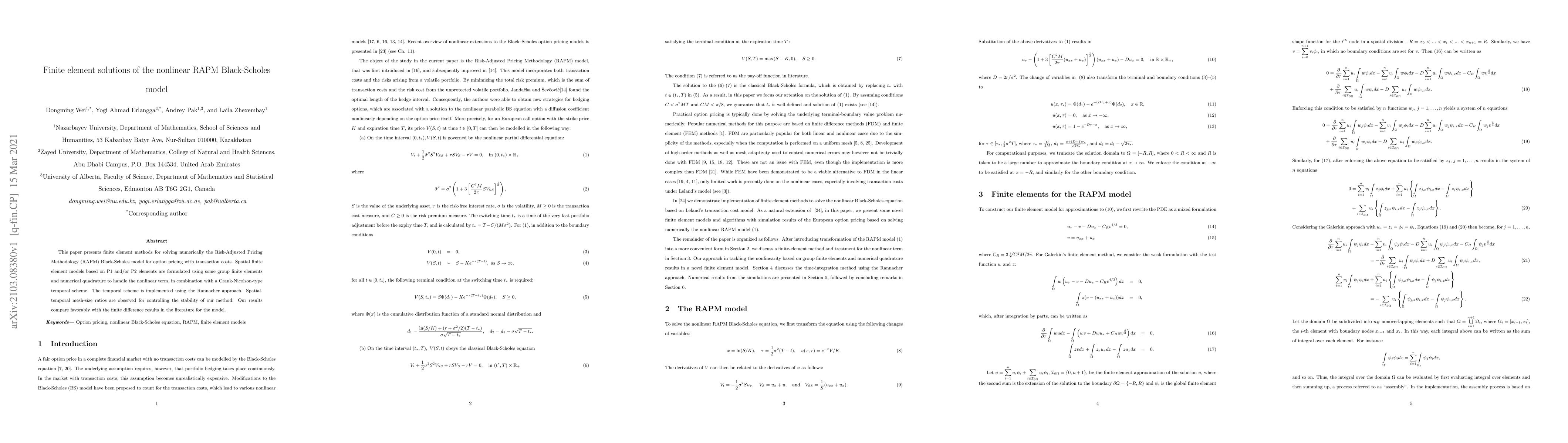 Thumbnail for Finite element solutions of the nonlinear RAPM Black-Scholes model