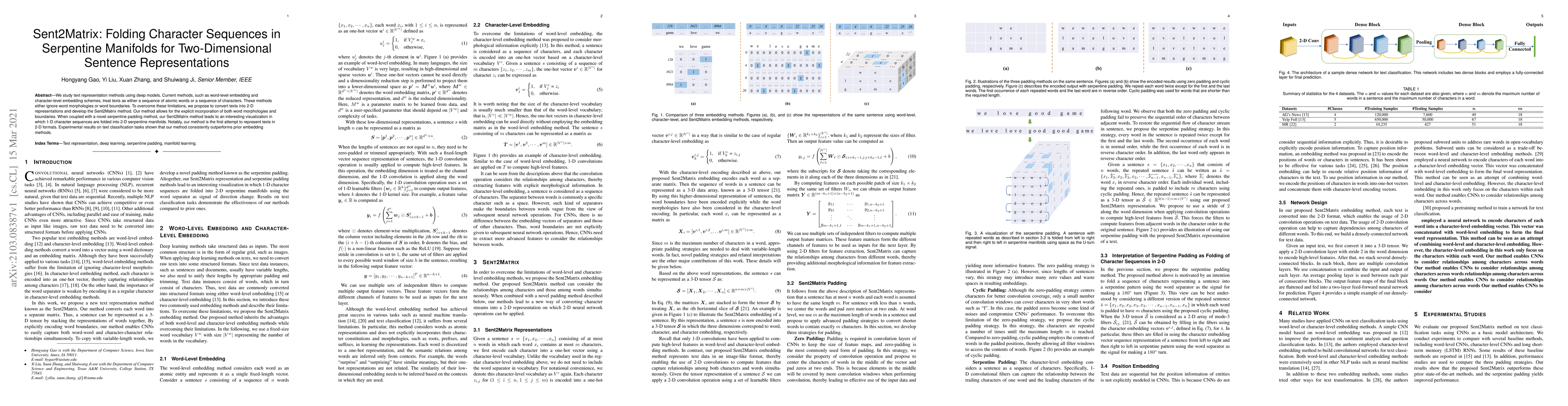 Thumbnail for Sent2Matrix: Folding Character Sequences in Serpentine Manifolds for
  Two-Dimensional Sentence