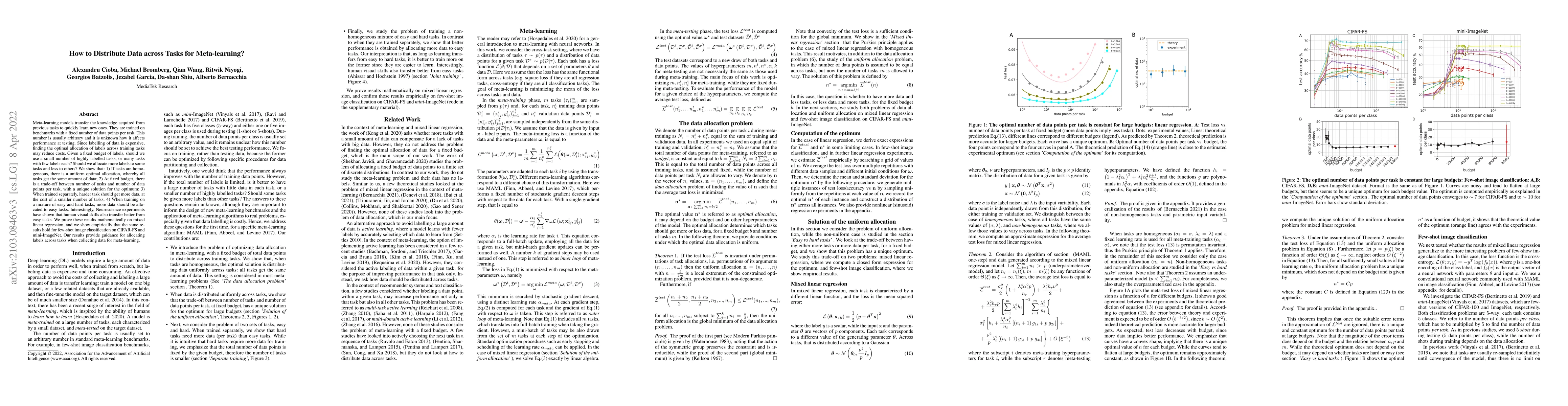 Thumbnail for How to distribute data across tasks for meta-learning?