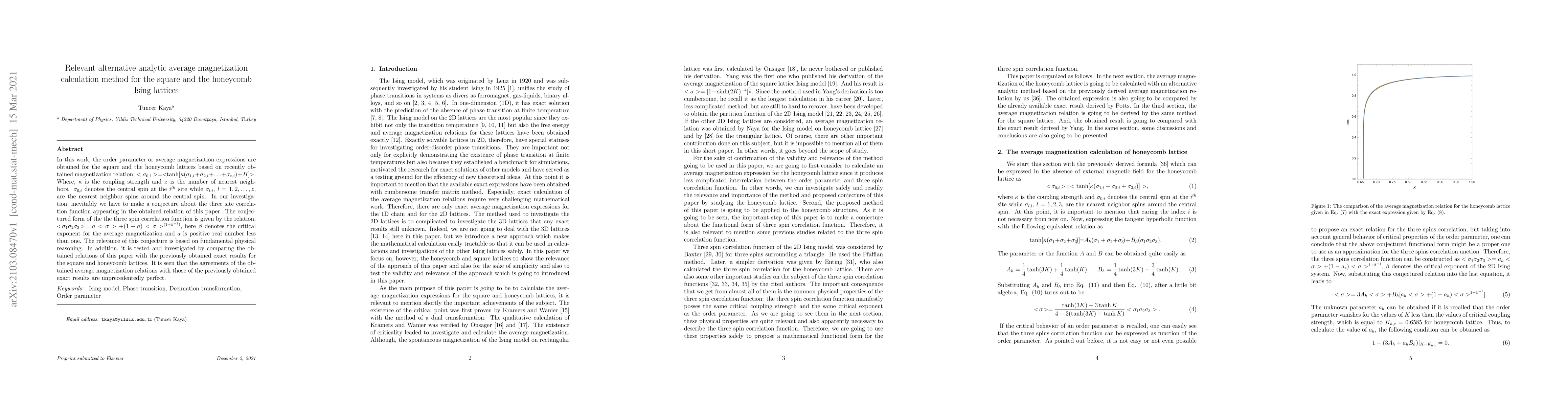 Thumbnail for Relevant alternative analytic average magnetization calculation method
  for the square and the honeycomb Ising lattices