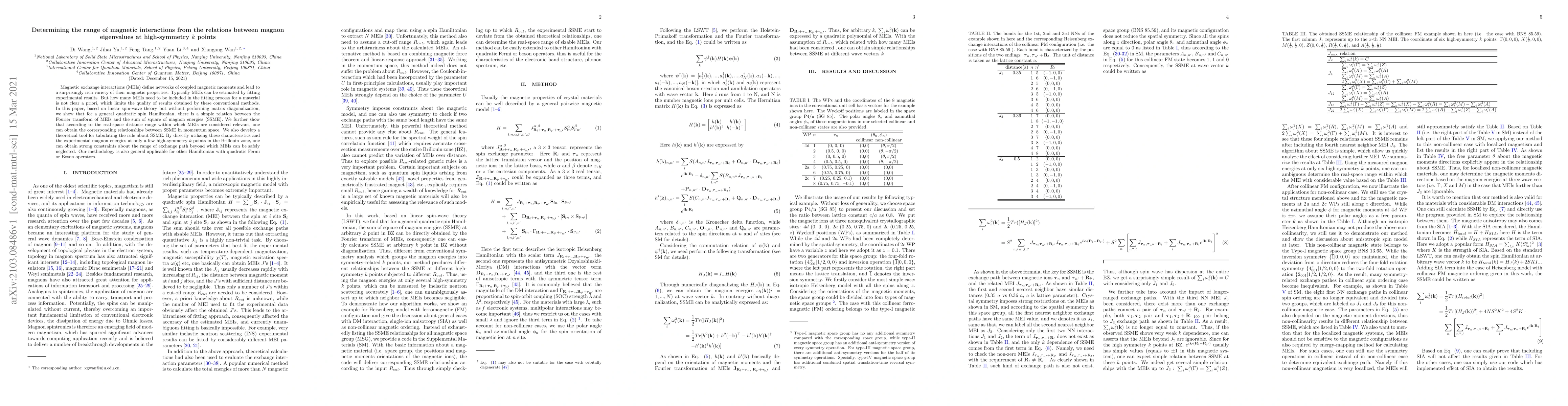 Thumbnail for Determining the range of magnetic interactions from the relations
  between magnon eigenvalues at high-symmetry k points