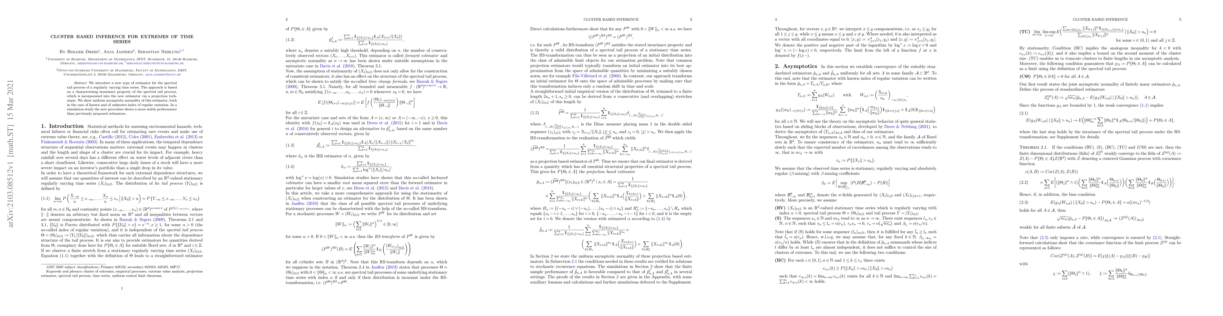 Thumbnail for Cluster based inference for extremes of time series