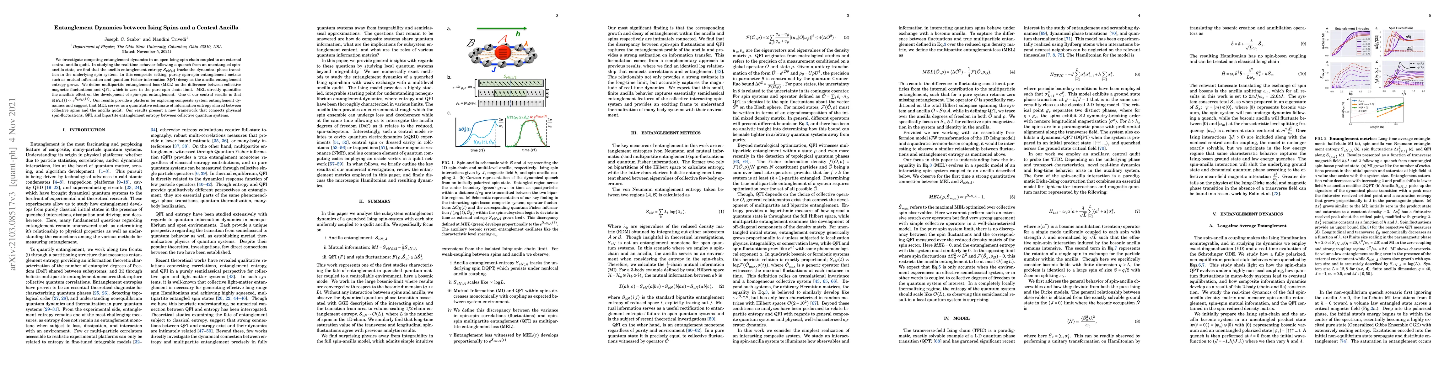 Thumbnail for Entanglement Dynamics between Ising Spins and a Central Ancilla