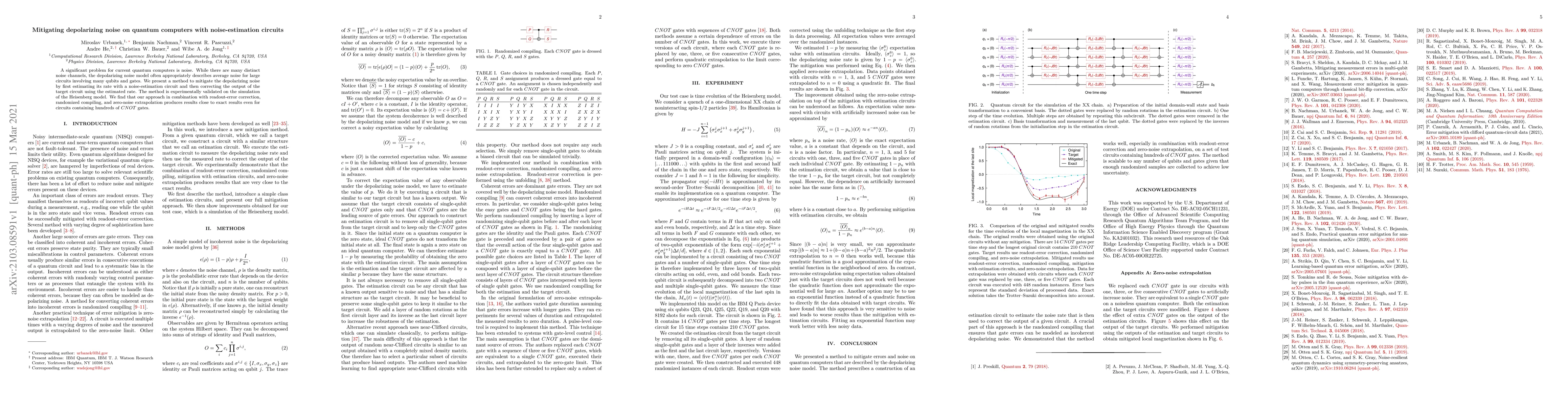 Thumbnail for Mitigating depolarizing noise on quantum computers with noise-estimation
  circuits
