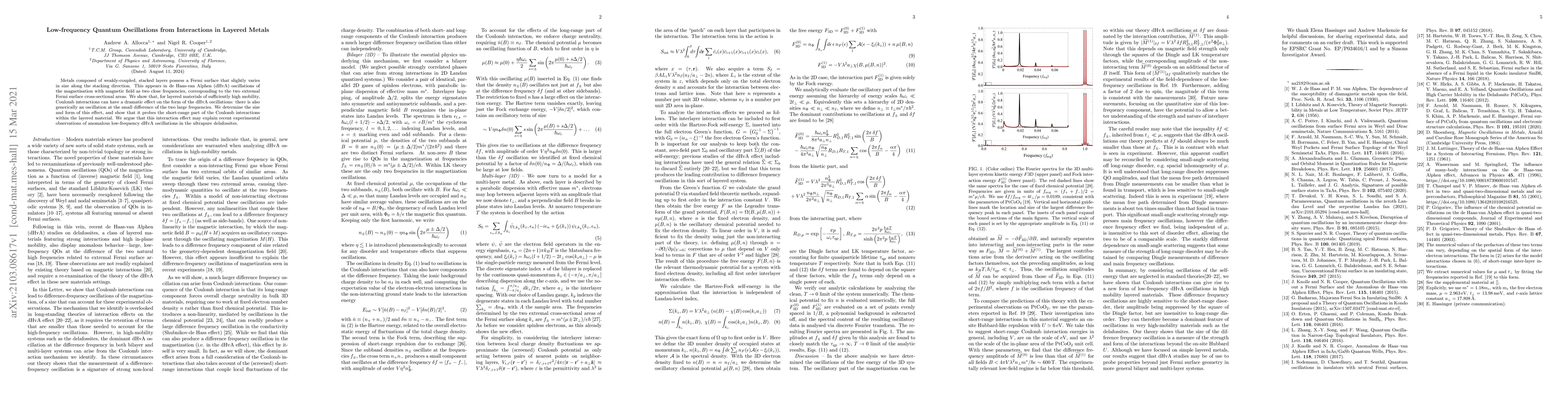 Thumbnail for Low-frequency Quantum Oscillations from Interactions in Layered Metals