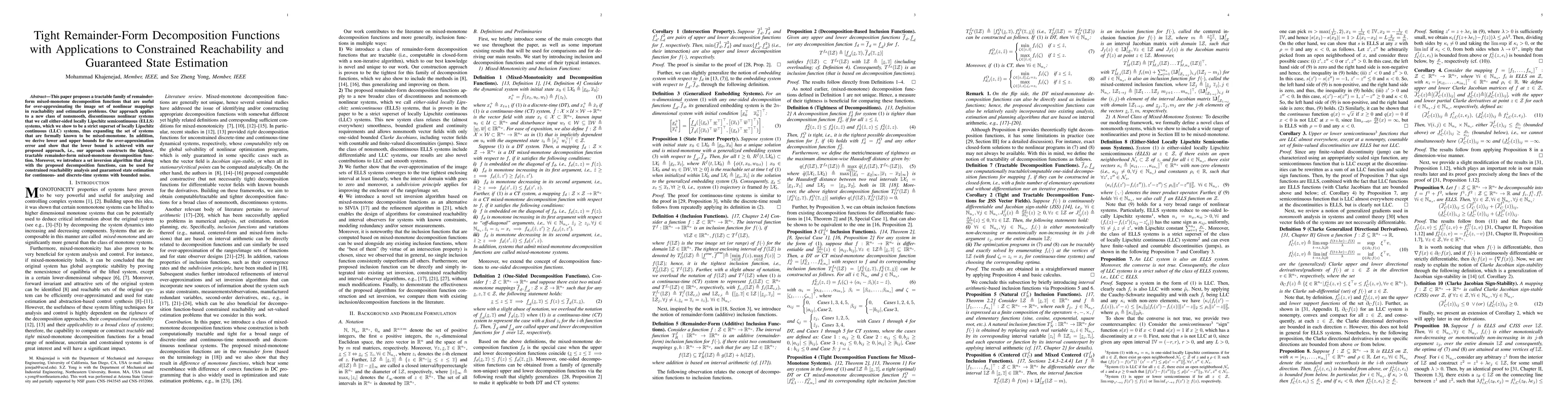 Thumbnail for Tight Remainder-Form Decomposition Functions with Applications to
  Constrained Reachability and Guaranteed State Estimation