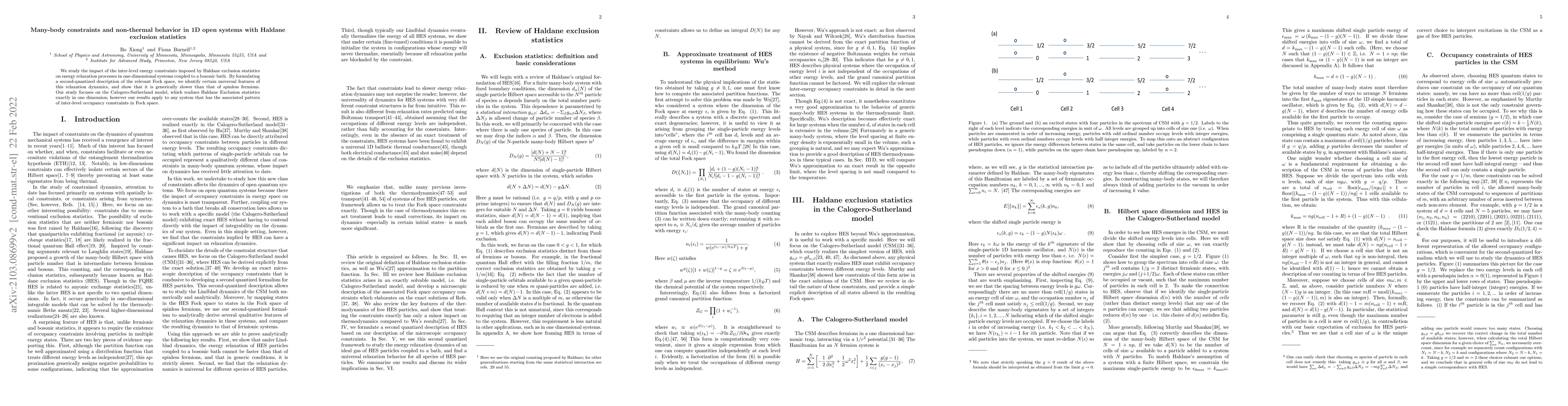 Thumbnail for Many-body constraints and non-thermal behavior in 1D open systems with
  Haldane exclusion statistics