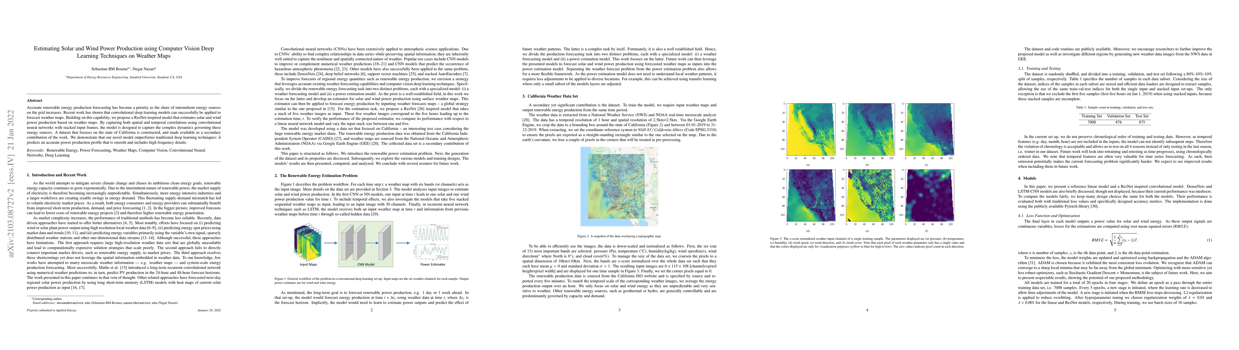 Thumbnail for Estimating Solar and Wind Power Production using Computer Vision Deep
  Learning Techniques on Weather Maps