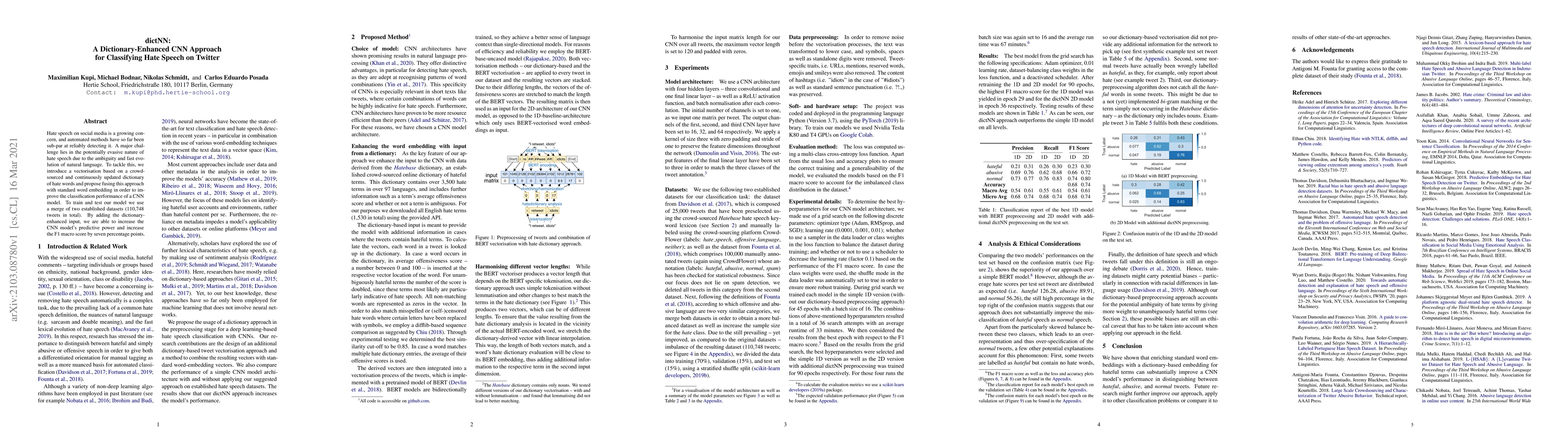 Thumbnail for dictNN: A Dictionary-Enhanced CNN Approach for Classifying Hate Speech
  on Twitter