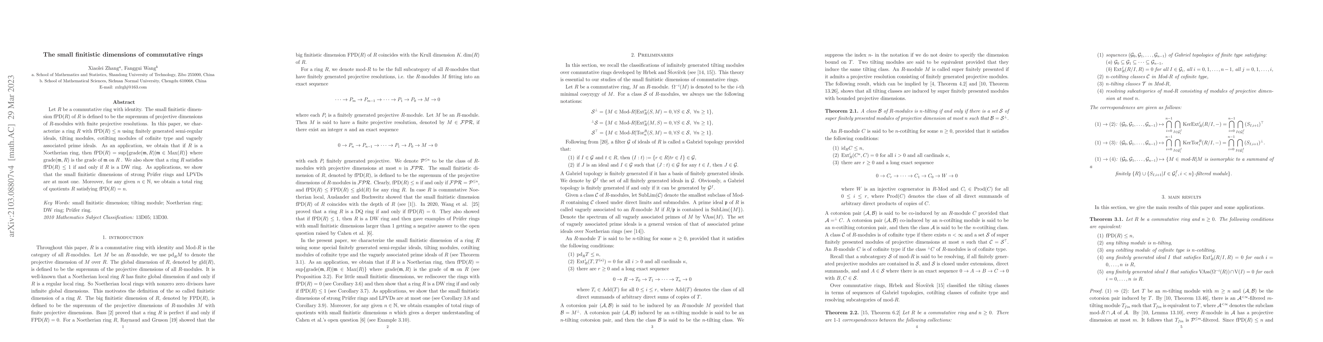 Thumbnail for The small finitistic dimensions of commutative rings