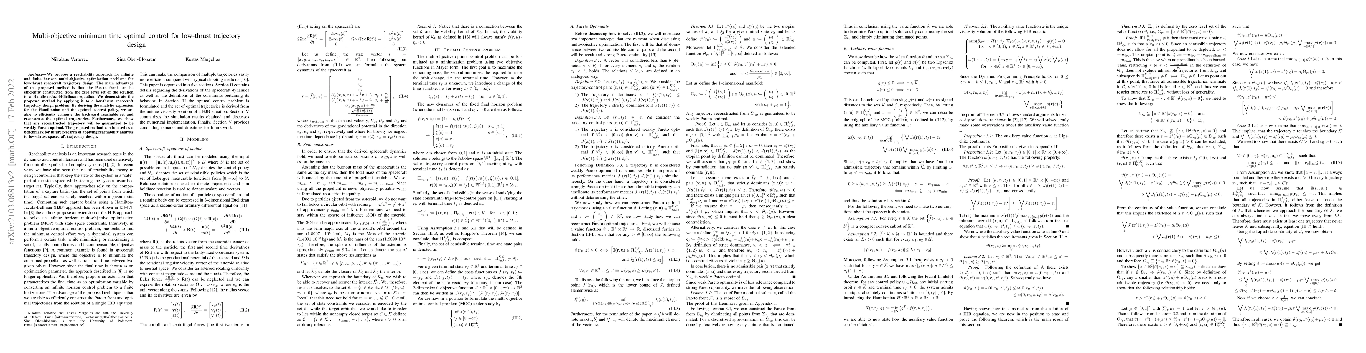 Thumbnail for Multi-objective minimum time optimal control for low-thrust trajectory
  design