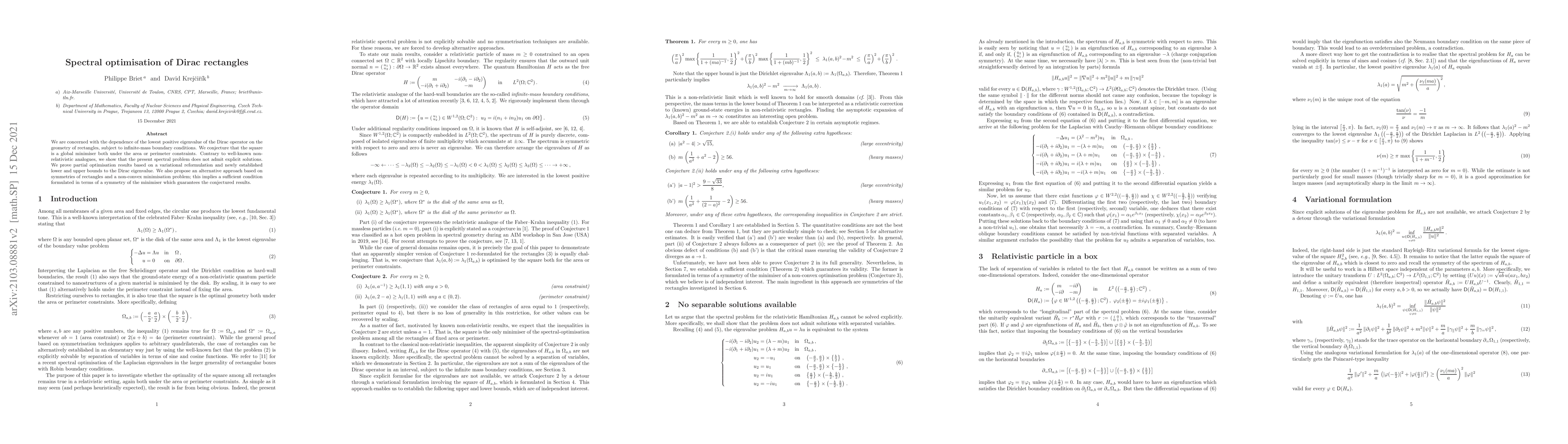 Thumbnail for Spectral optimisation of Dirac rectangles