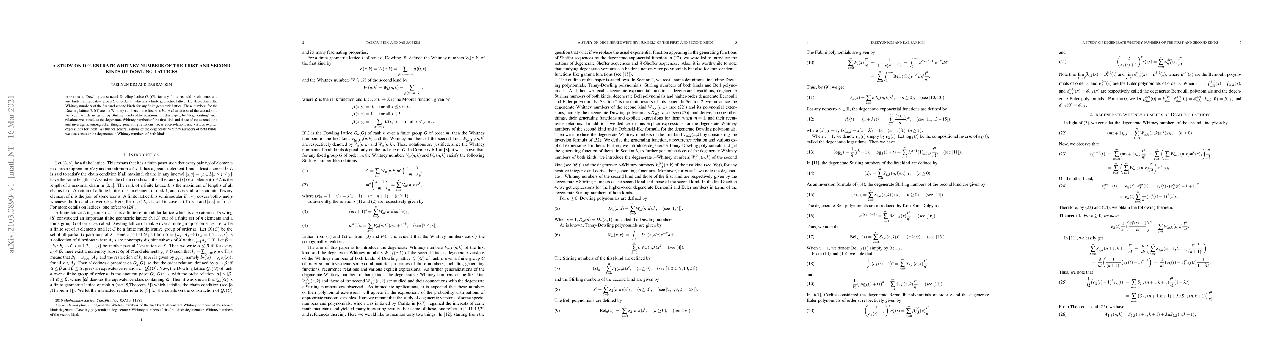 Thumbnail for A Study on degenerate Whitney numbers of the first and second kinds of
  Dowling lattices