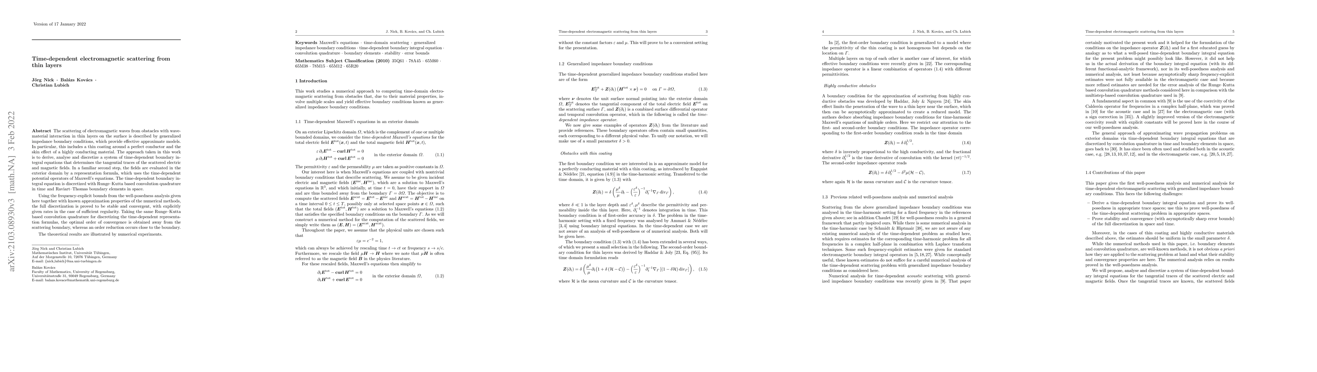 Thumbnail for Time-dependent electromagnetic scattering from thin layers