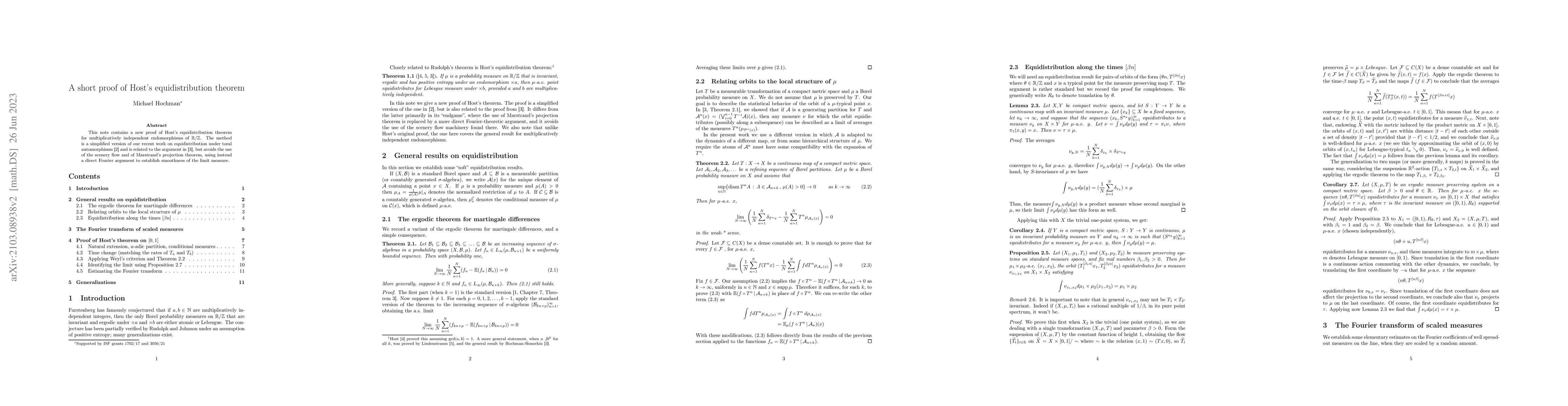 Thumbnail for A short proof of Host's equidistribution theorem