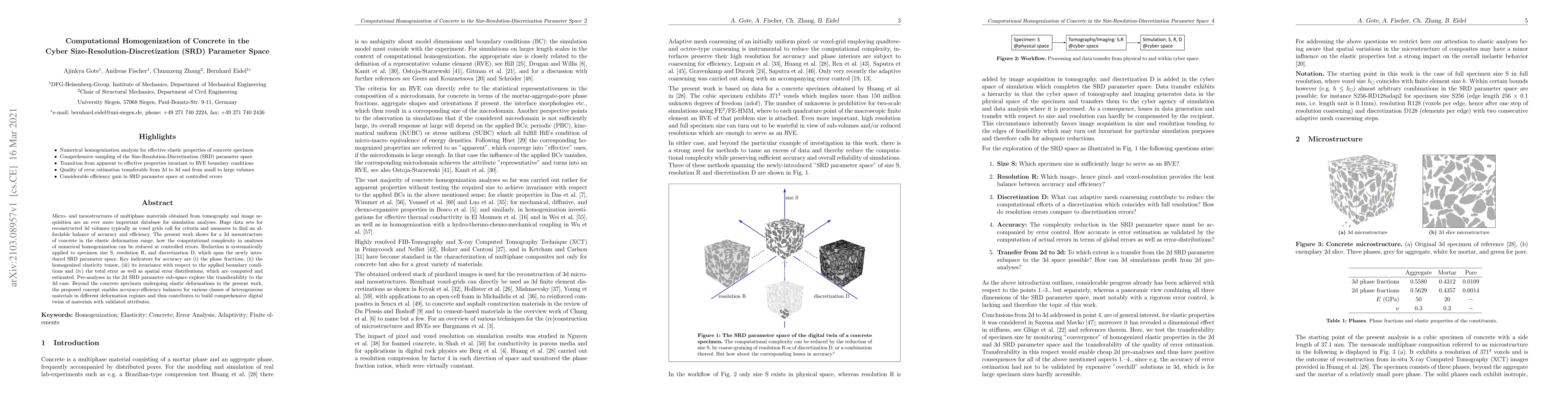 Thumbnail for Computational Homogenization of Concrete in the Cyber
  Size-Resolution-Discretization (SRD) Parameter Space