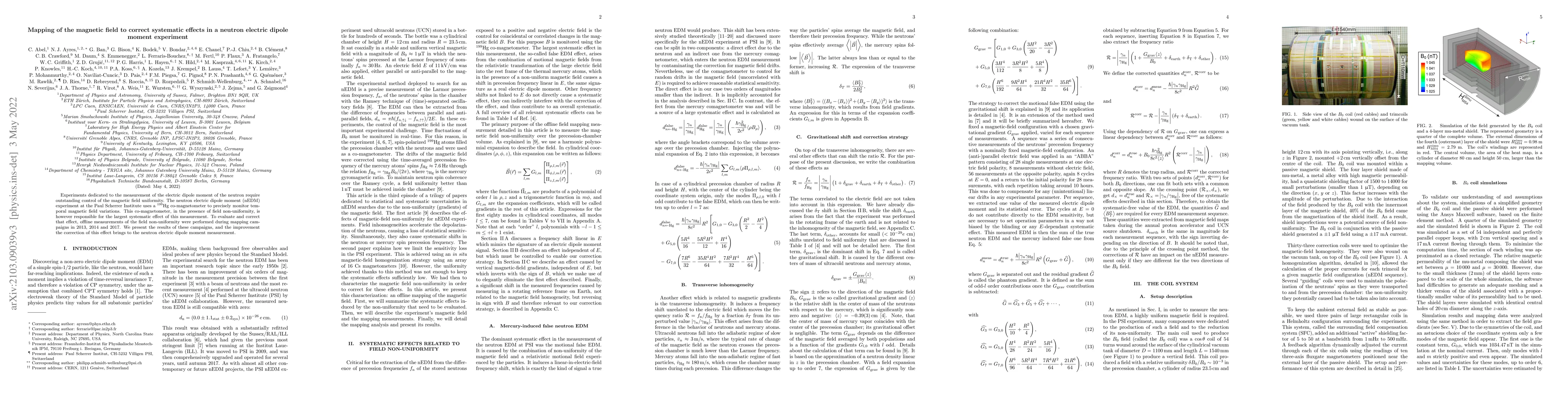Thumbnail for Mapping of the magnetic field to correct systematic effects in a neutron
  electric dipole moment experiment