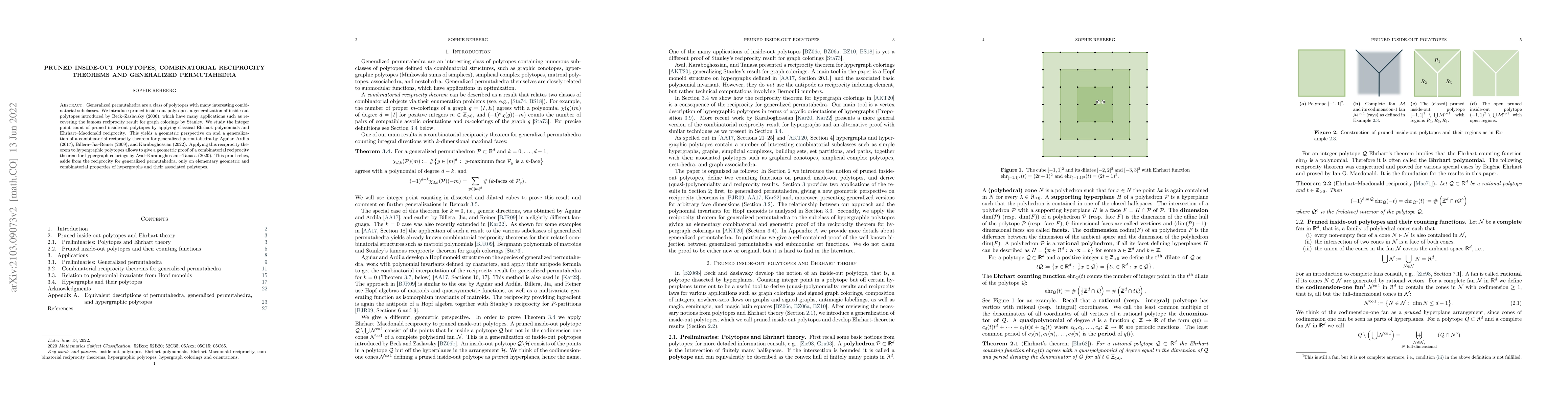 Thumbnail for Pruned inside-out polytopes, combinatorial reciprocity theorems and
  generalized permutahedra