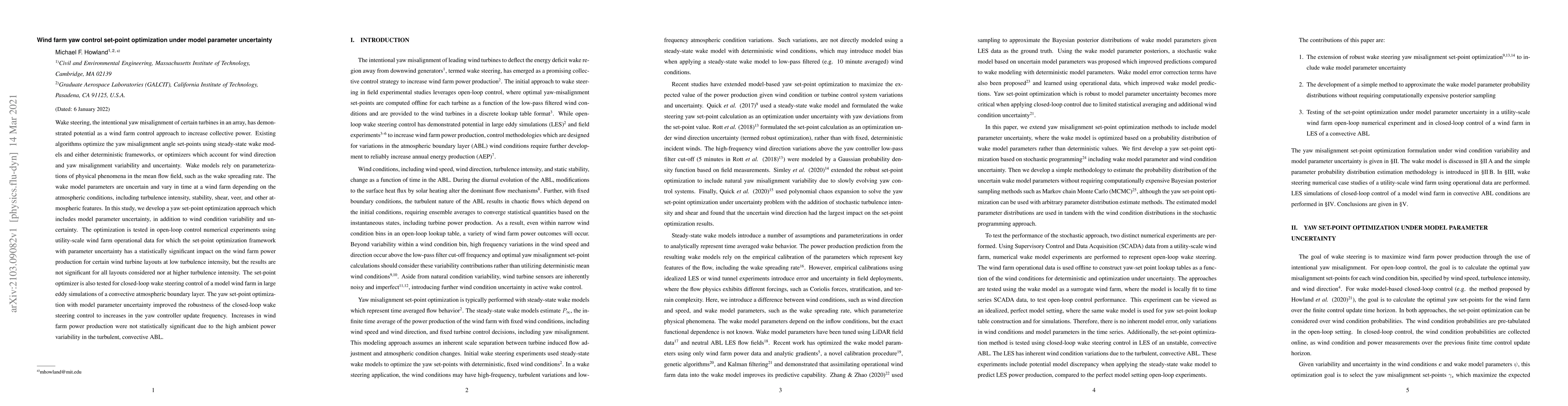 Thumbnail for Wind farm yaw control set-point optimization under model parameter
  uncertainty