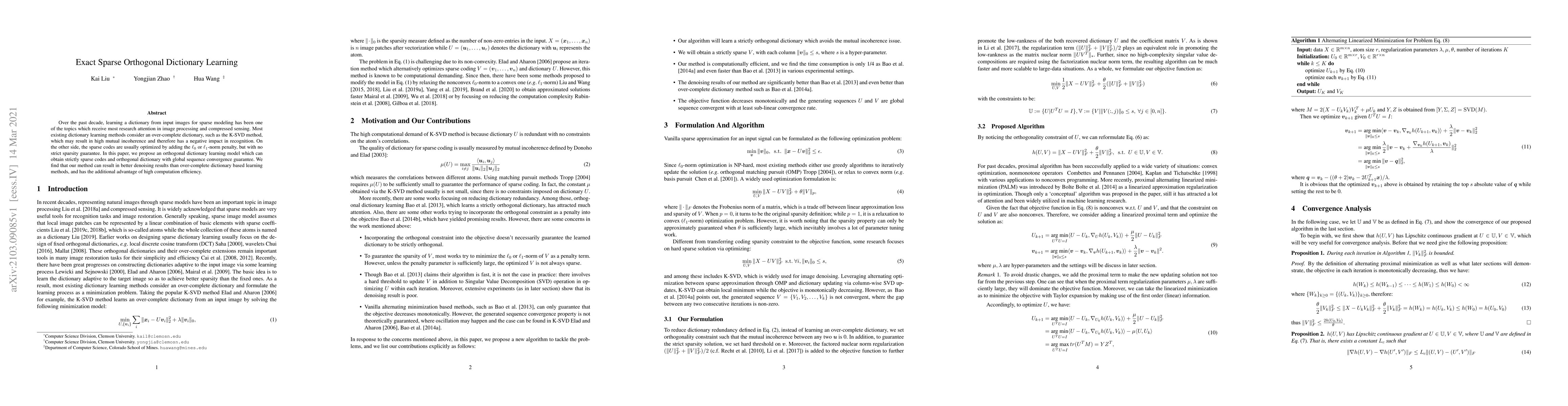 Thumbnail for Exact Sparse Orthogonal Dictionary Learning
