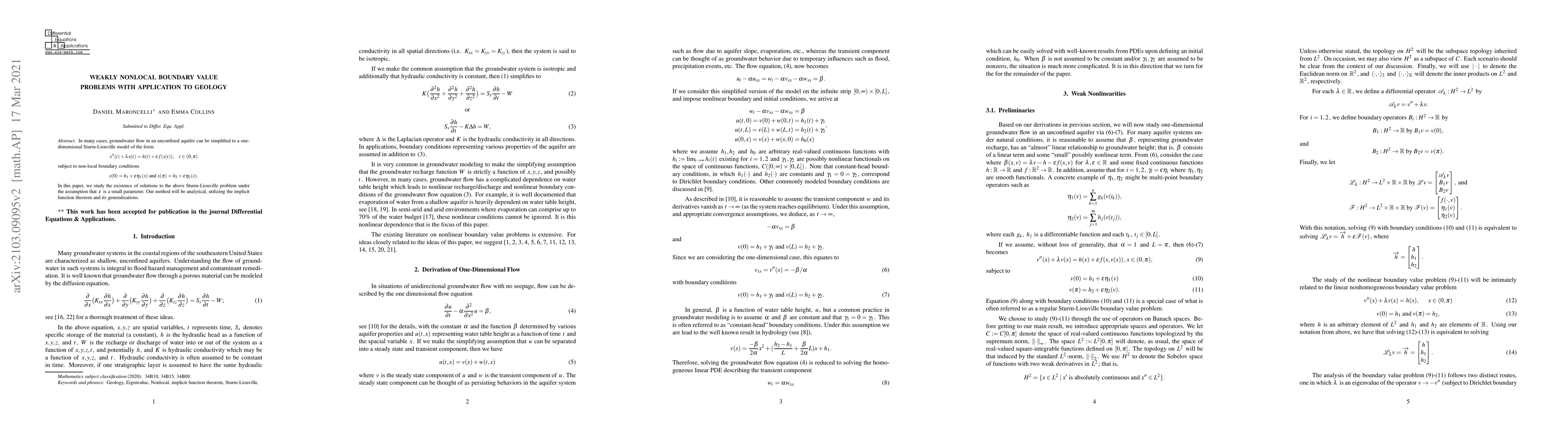 Thumbnail for Weakly Nonlocal Boundary Value Problems with Application to Geology