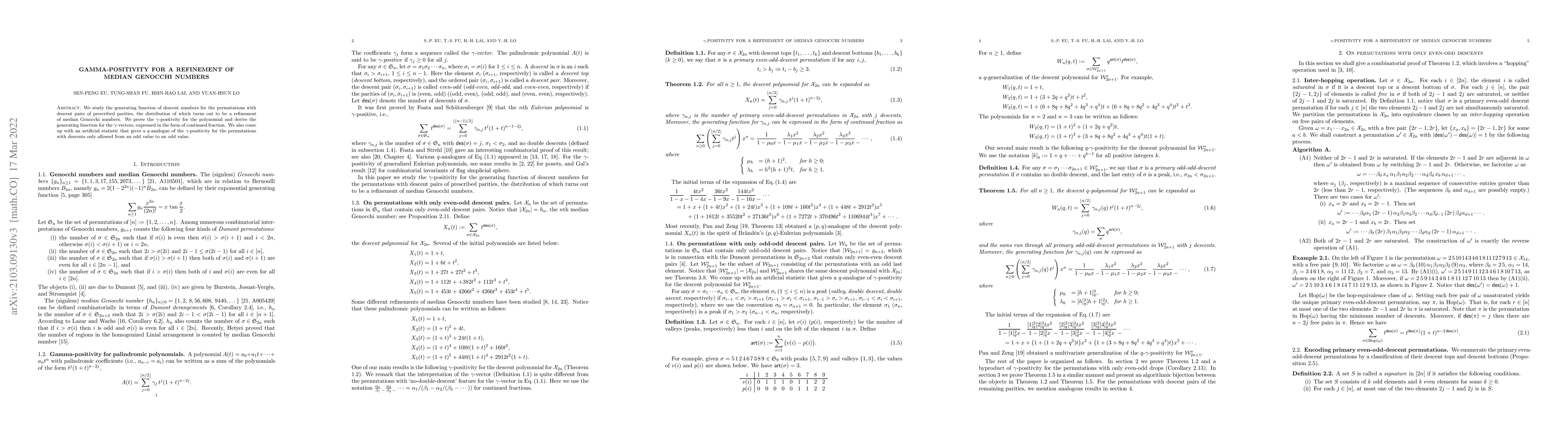 Thumbnail for Gamma-positivity for a Refinement of Median Genocchi Numbers