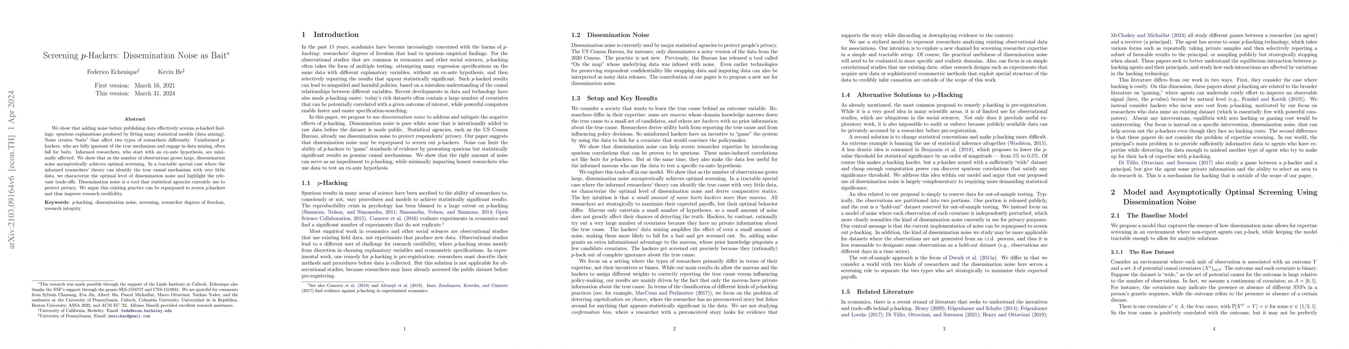 Thumbnail for Screening $p$-Hackers: Dissemination Noise as Bait