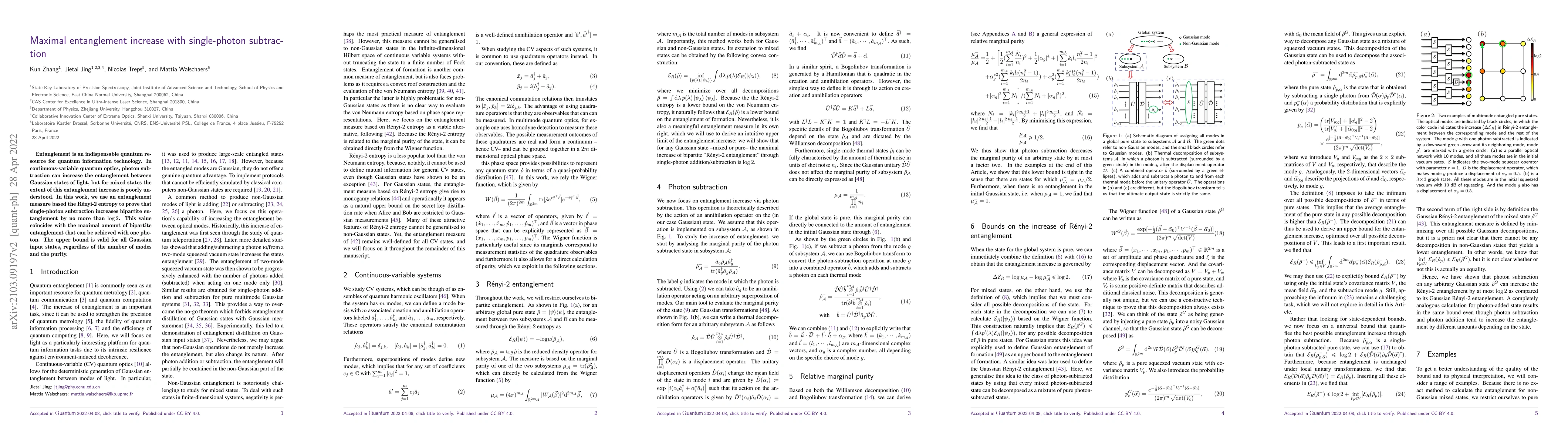 Thumbnail for Maximal entanglement increase with single-photon subtraction