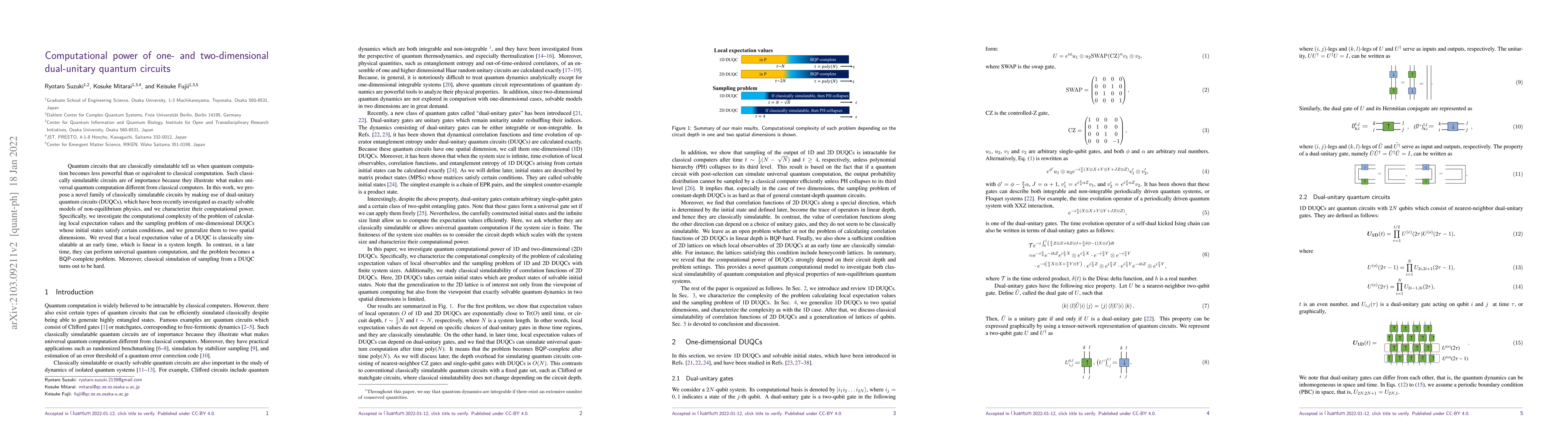Thumbnail for Computational power of one- and two-dimensional dual-unitary quantum
  circuits