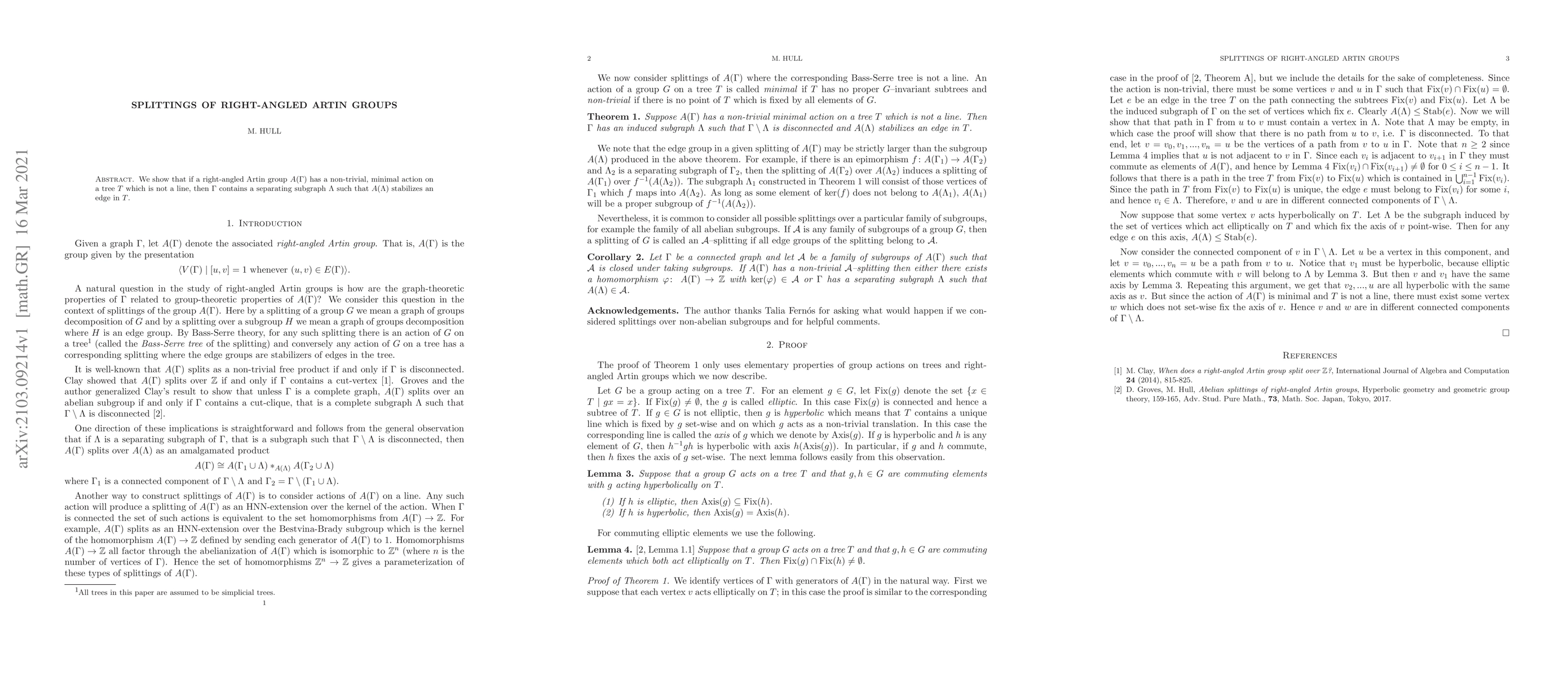 Thumbnail for Splittings of right-angled Artin groups