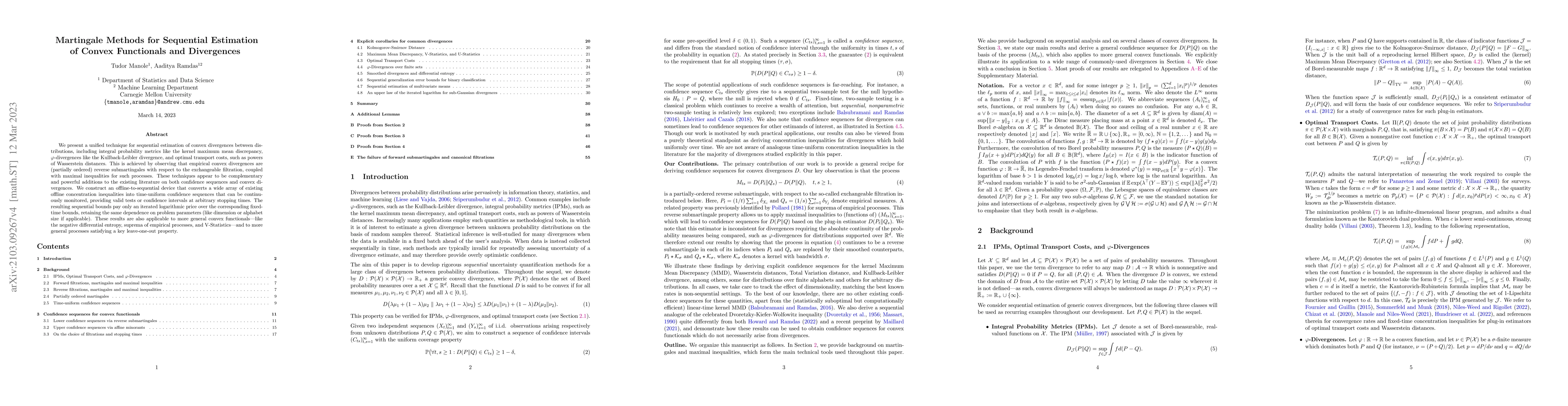Thumbnail for Martingale Methods for Sequential Estimation of Convex Functionals and
  Divergences