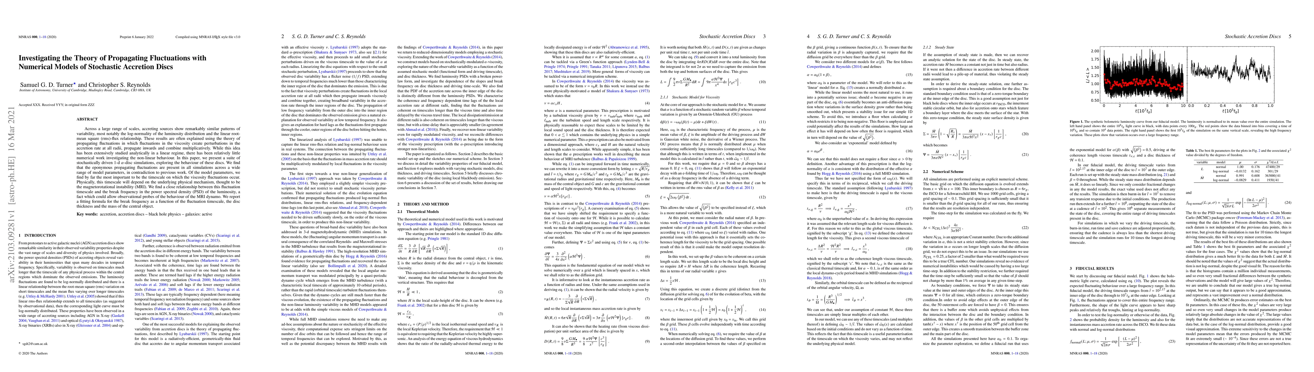 Thumbnail for Investigating the Theory of Propagating Fluctuations with Numerical
  Models of Stochastic Accretion Discs