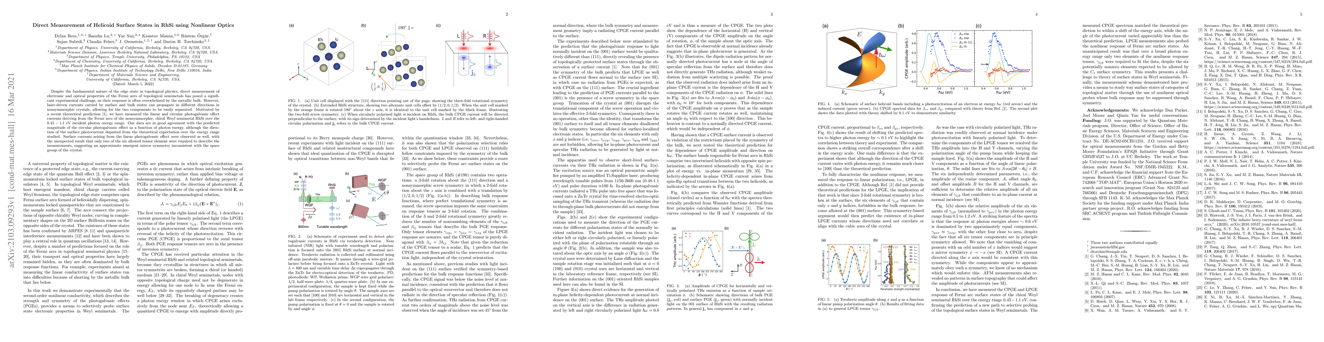 Thumbnail for Direct Measurement of Helicoid Surface States in RhSi using Nonlinear
  Optics