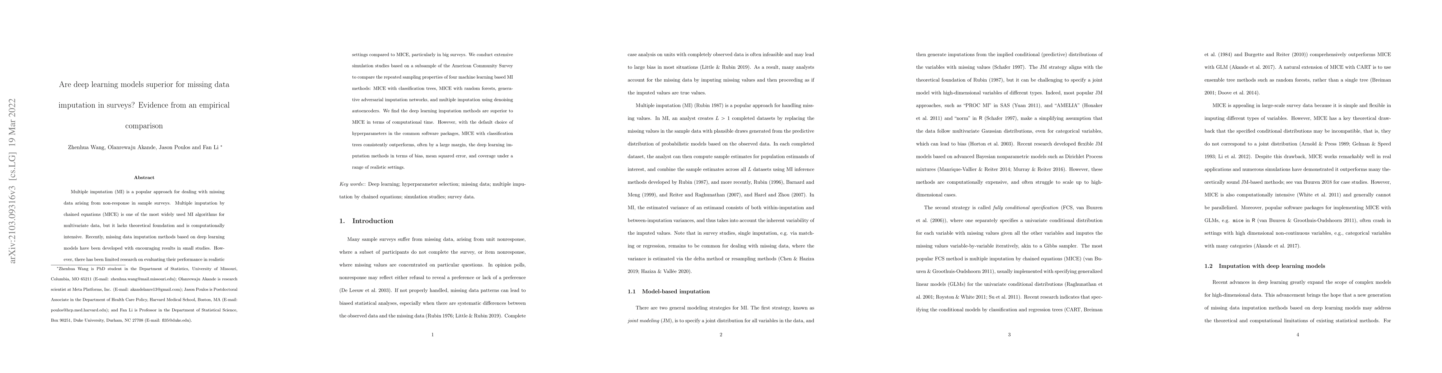 Thumbnail for Are deep learning models superior for missing data imputation in large
  surveys? Evidence from an empirical comparison
