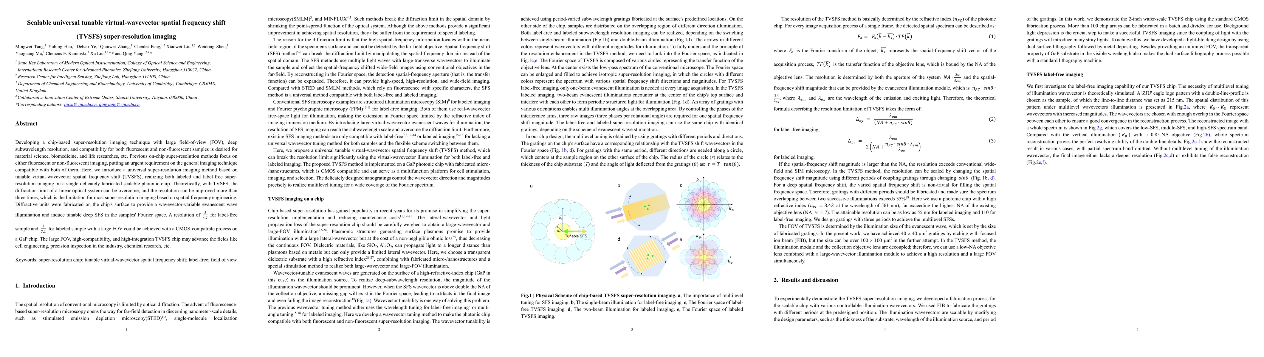 Thumbnail for Scalable universal tunable virtual-wavevector spatial frequency shift
  (TVSFS) super-resolution imaging