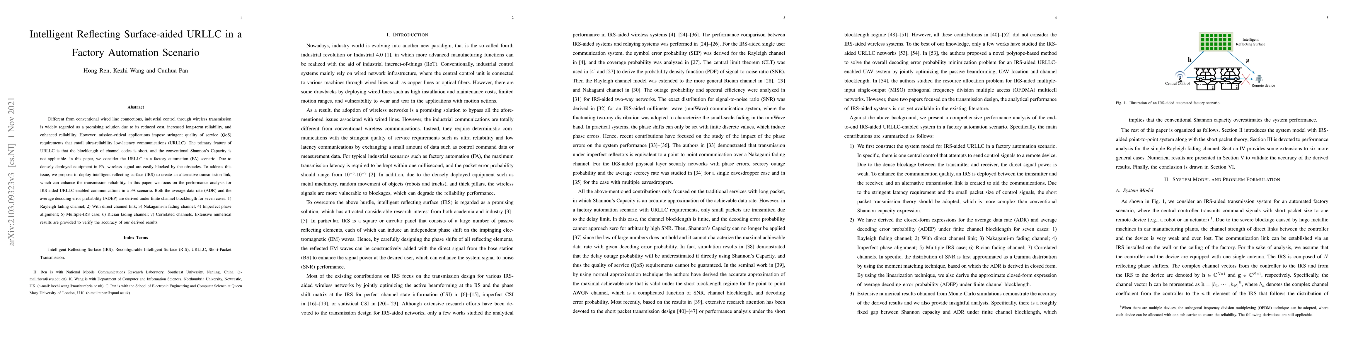 Thumbnail for Intelligent Reflecting Surface-aided URLLC in a Factory Automation
  Scenario