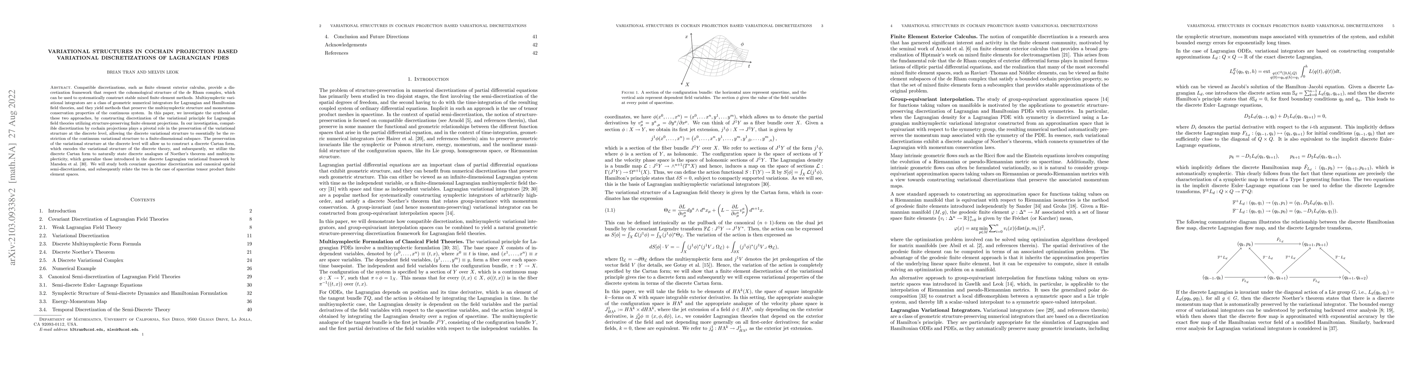 Thumbnail for Variational Structures in Cochain Projection Based Variational
  Discretizations of Lagrangian PDEs