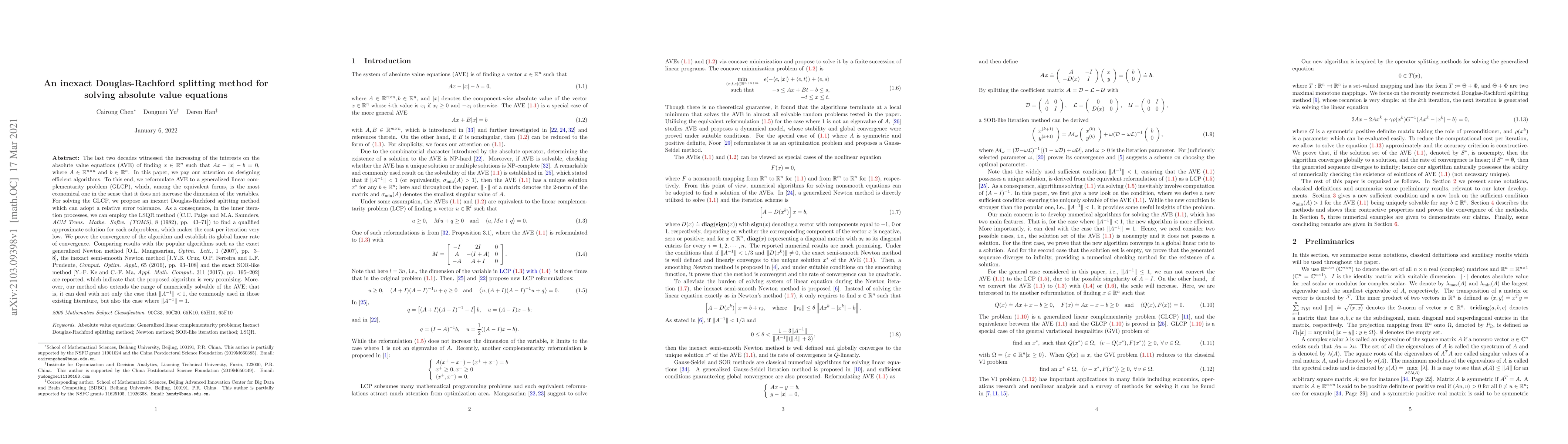 Thumbnail for An inexact Douglas-Rachford splitting method for solving absolute value
  equations