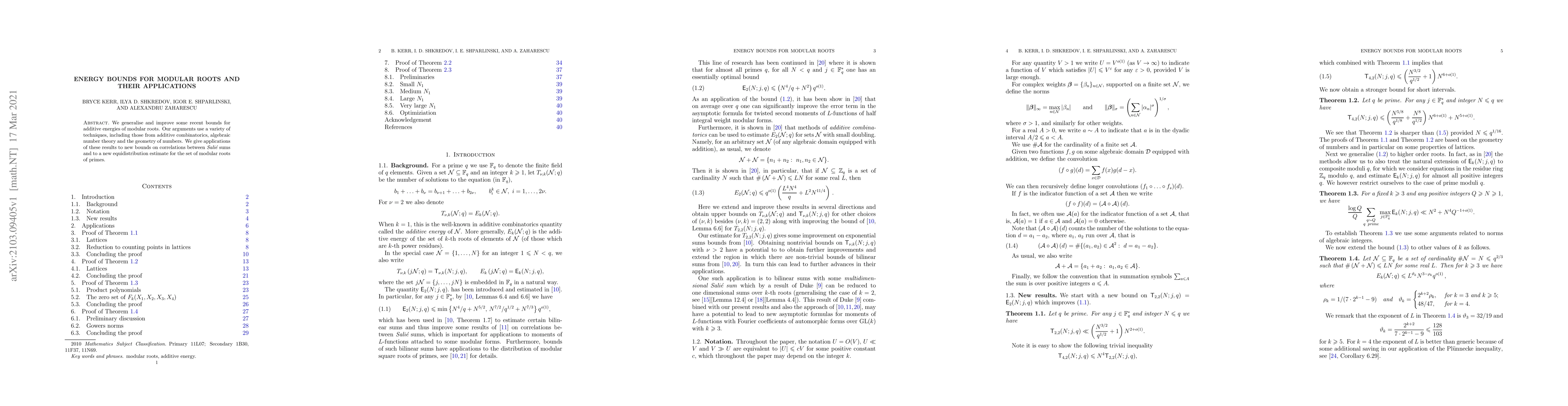 Thumbnail for Energy bounds for modular roots and their applications