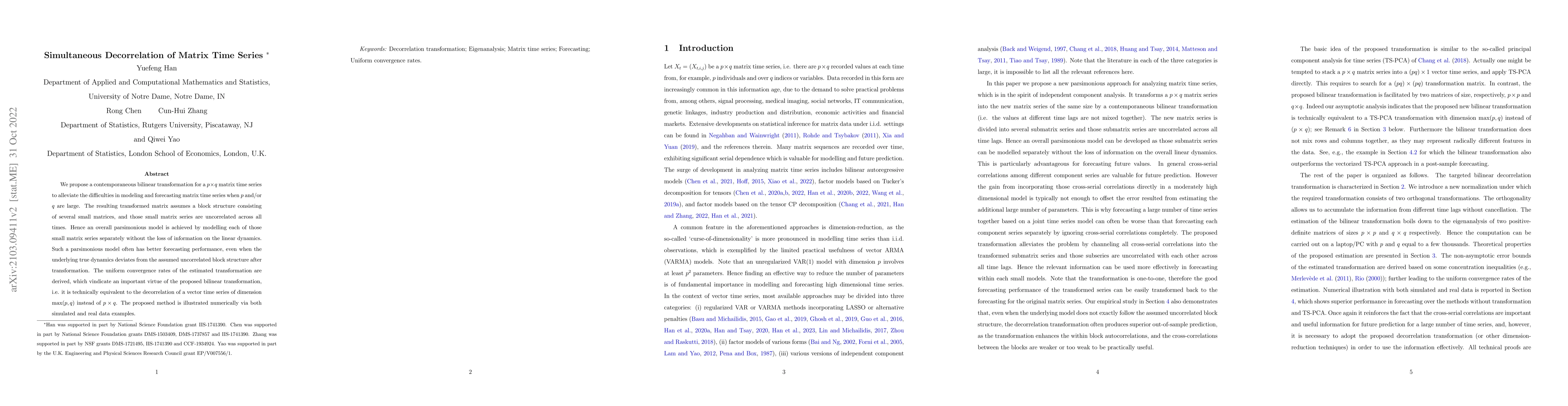 Thumbnail for Simultaneous Decorrelation of Matrix Time Series