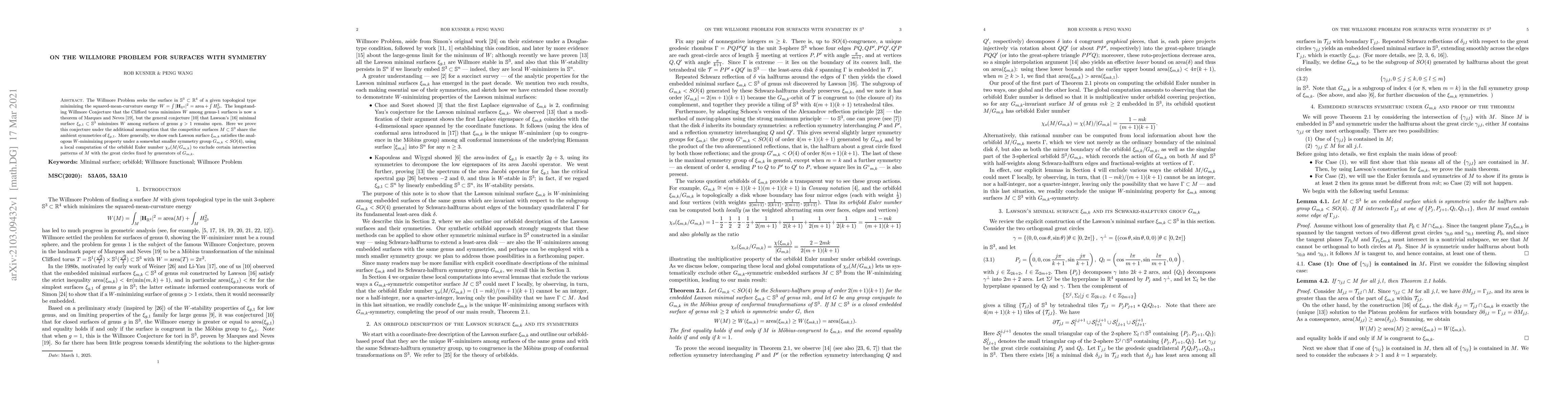 Thumbnail for On the Willmore problem for surfaces with symmetry