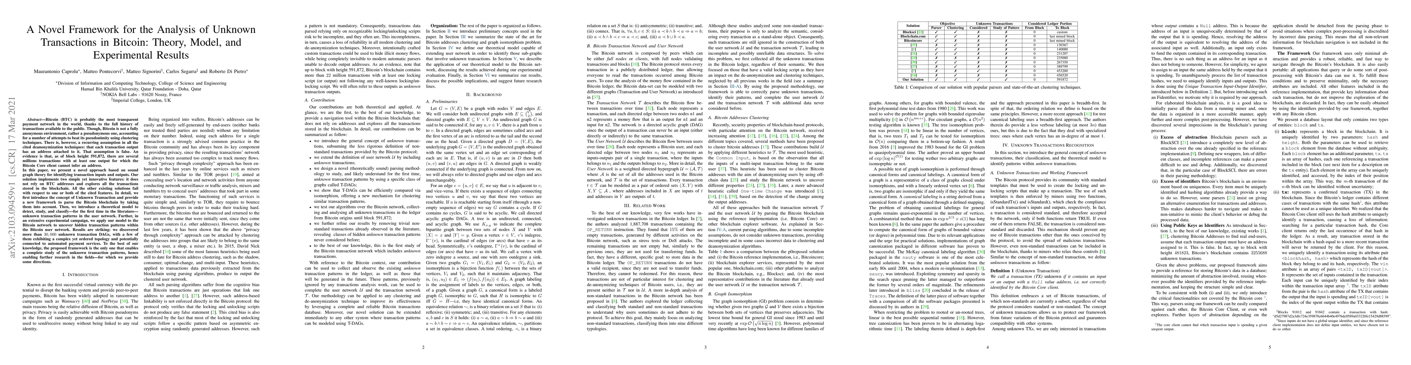Thumbnail for A Novel Framework for the Analysis of Unknown Transactions in Bitcoin:
  Theory, Model, and Experimental Results