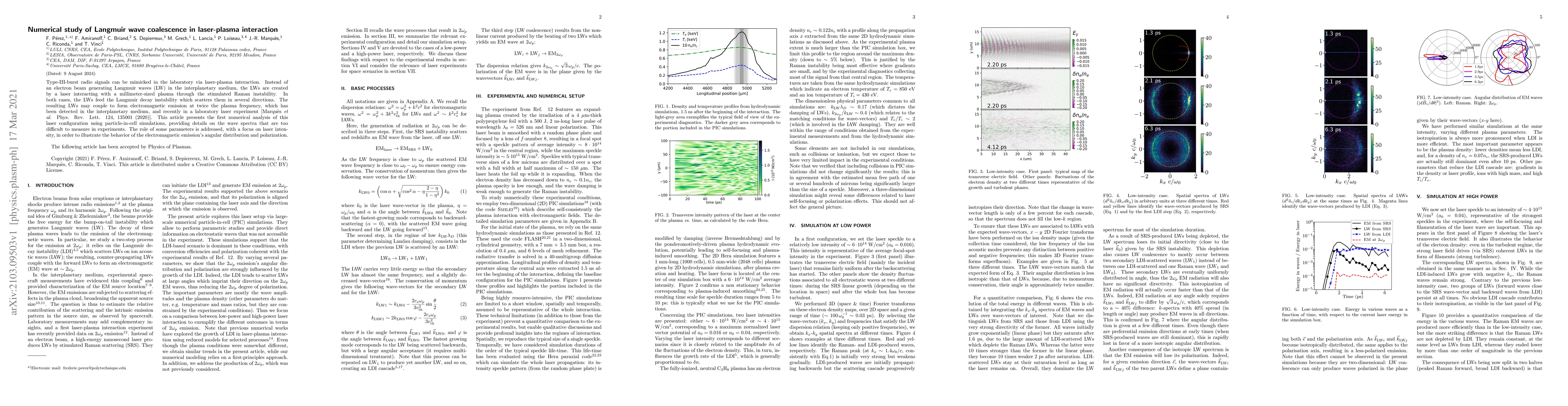 Thumbnail for Numerical study of Langmuir wave coalescence in laser-plasma interaction