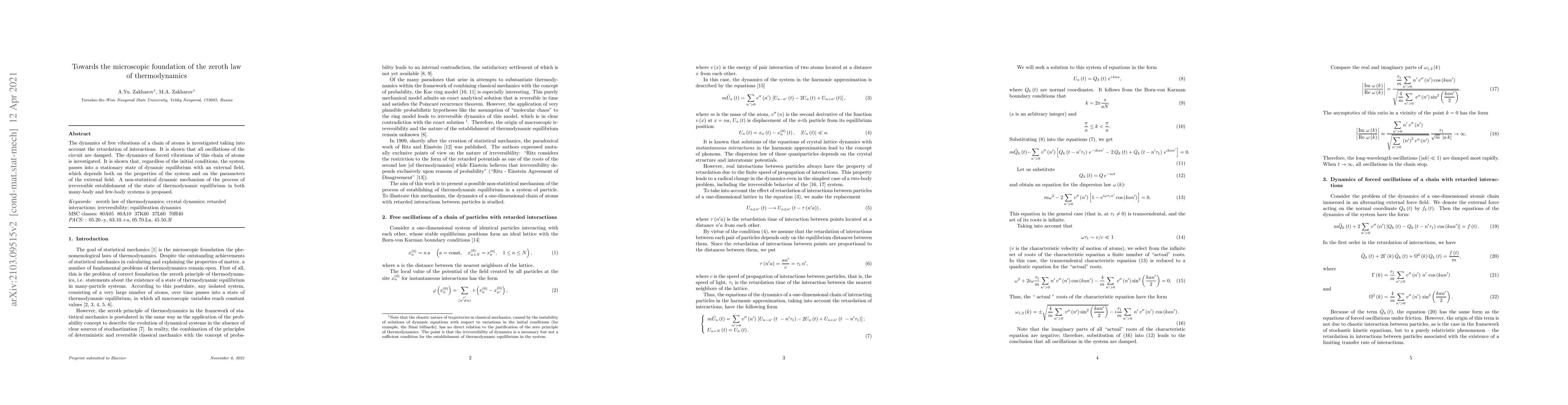 Thumbnail for Towards the microscopic foundation of the zeroth law of thermodynamics
