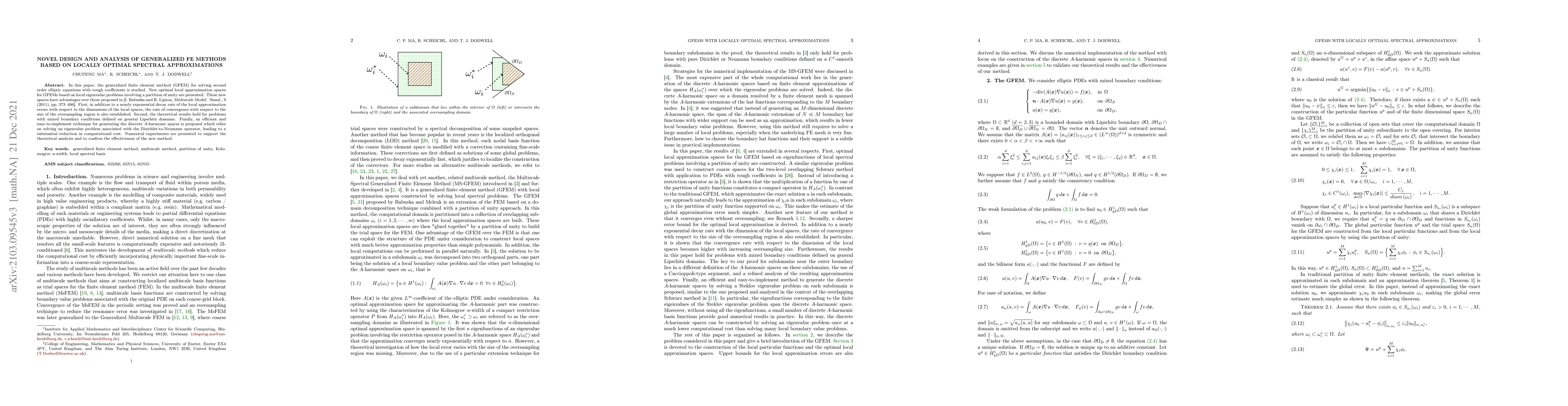 Thumbnail for Novel design and analysis of generalized FE methods based on locally
  optimal spectral approximations
