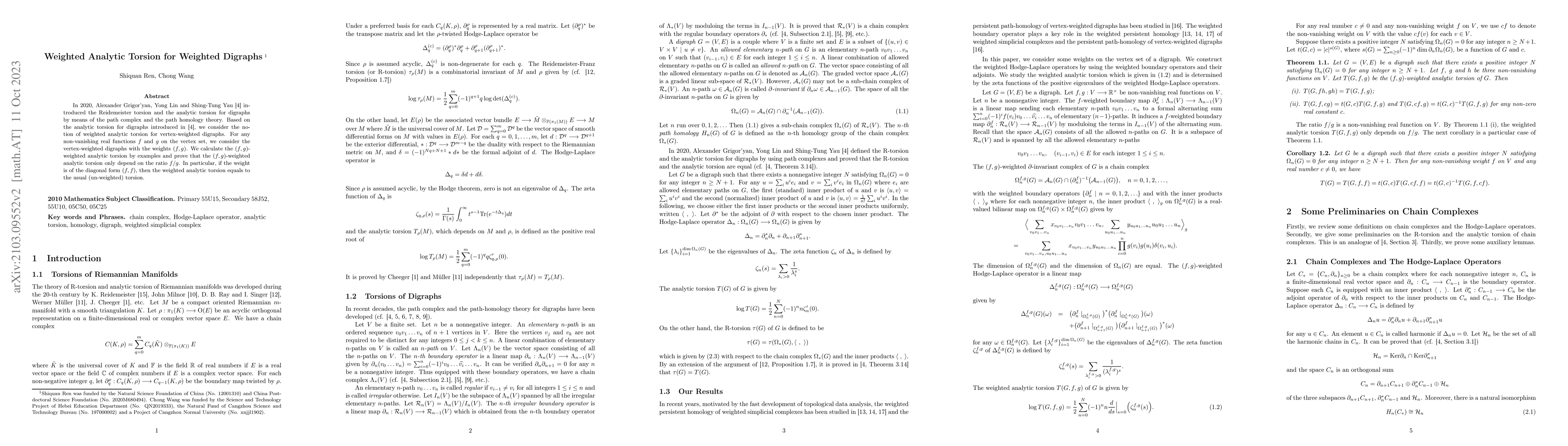 Thumbnail for Weighted Analytic Torsion for Weighted Digraphs