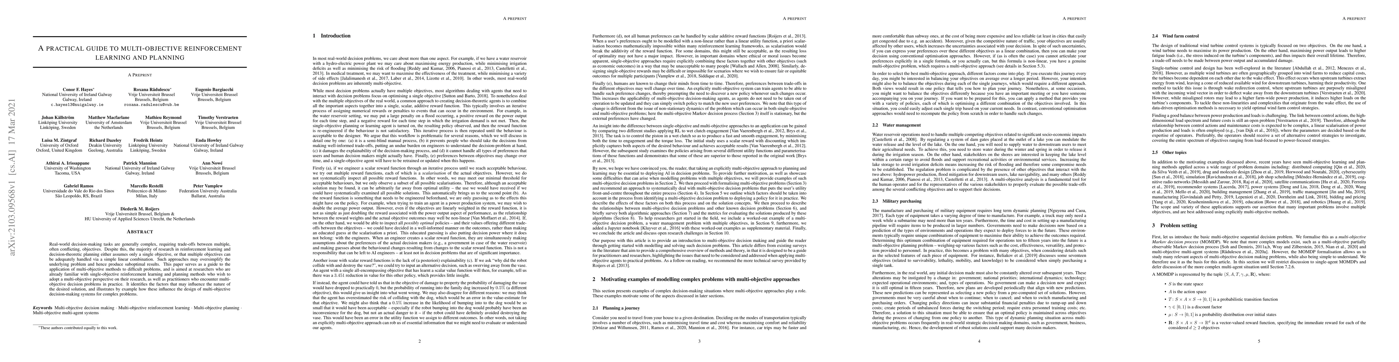 Thumbnail for A Practical Guide to Multi-Objective Reinforcement Learning and Planning