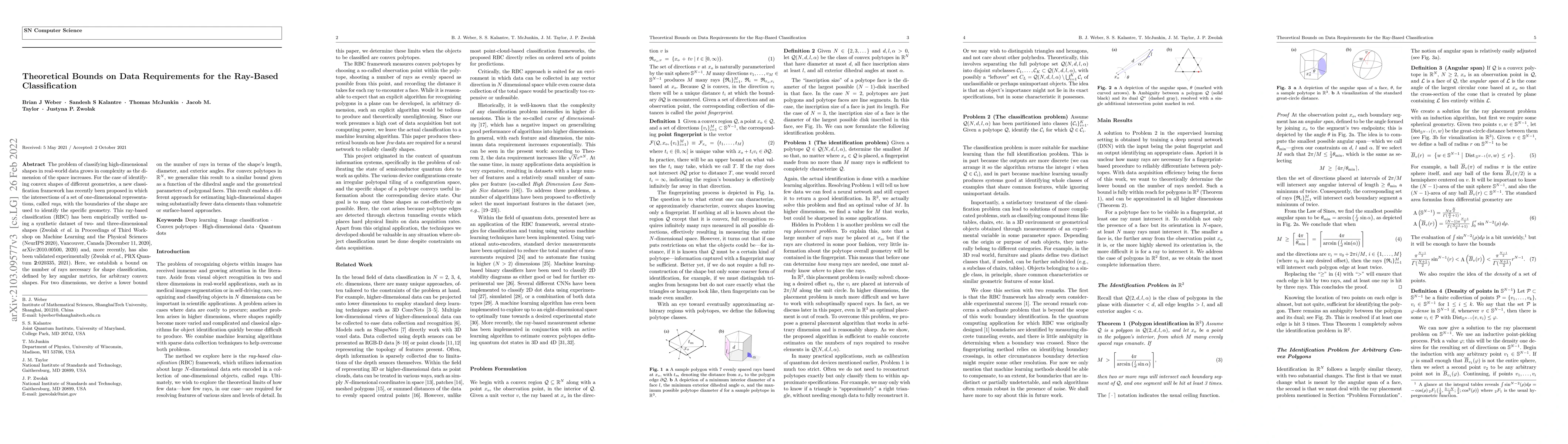 Thumbnail for Theoretical bounds on data requirements for the ray-based classification