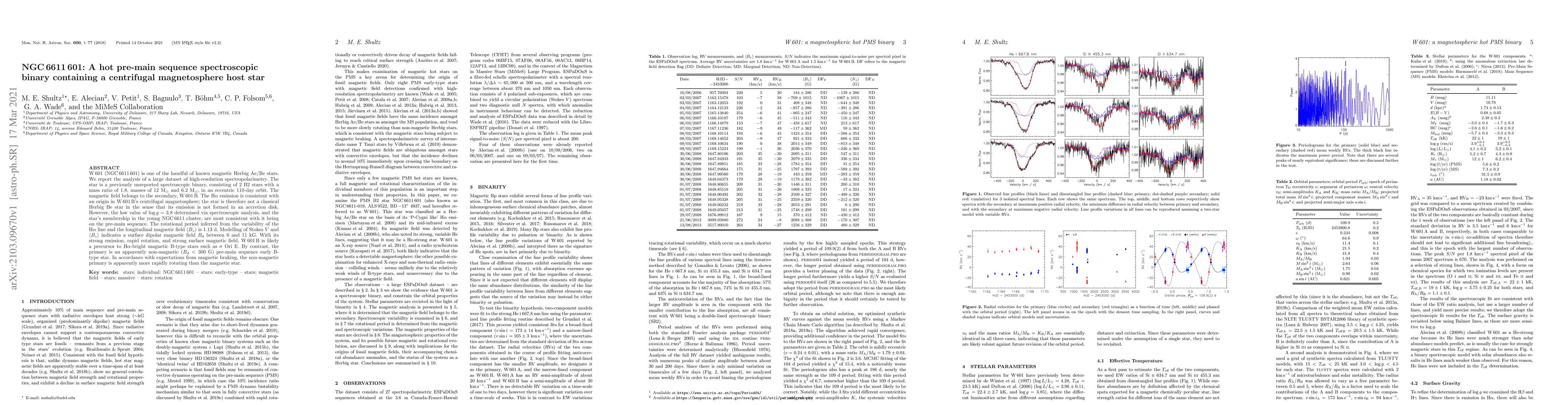 Thumbnail for NGC 6611 601: A hot pre-main sequence spectroscopic binary containing a
  centrifugal magnetosphere host star